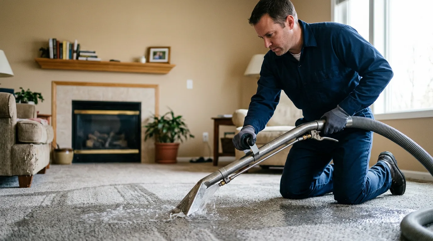Water damage restoration technician working near Kutztown, PA